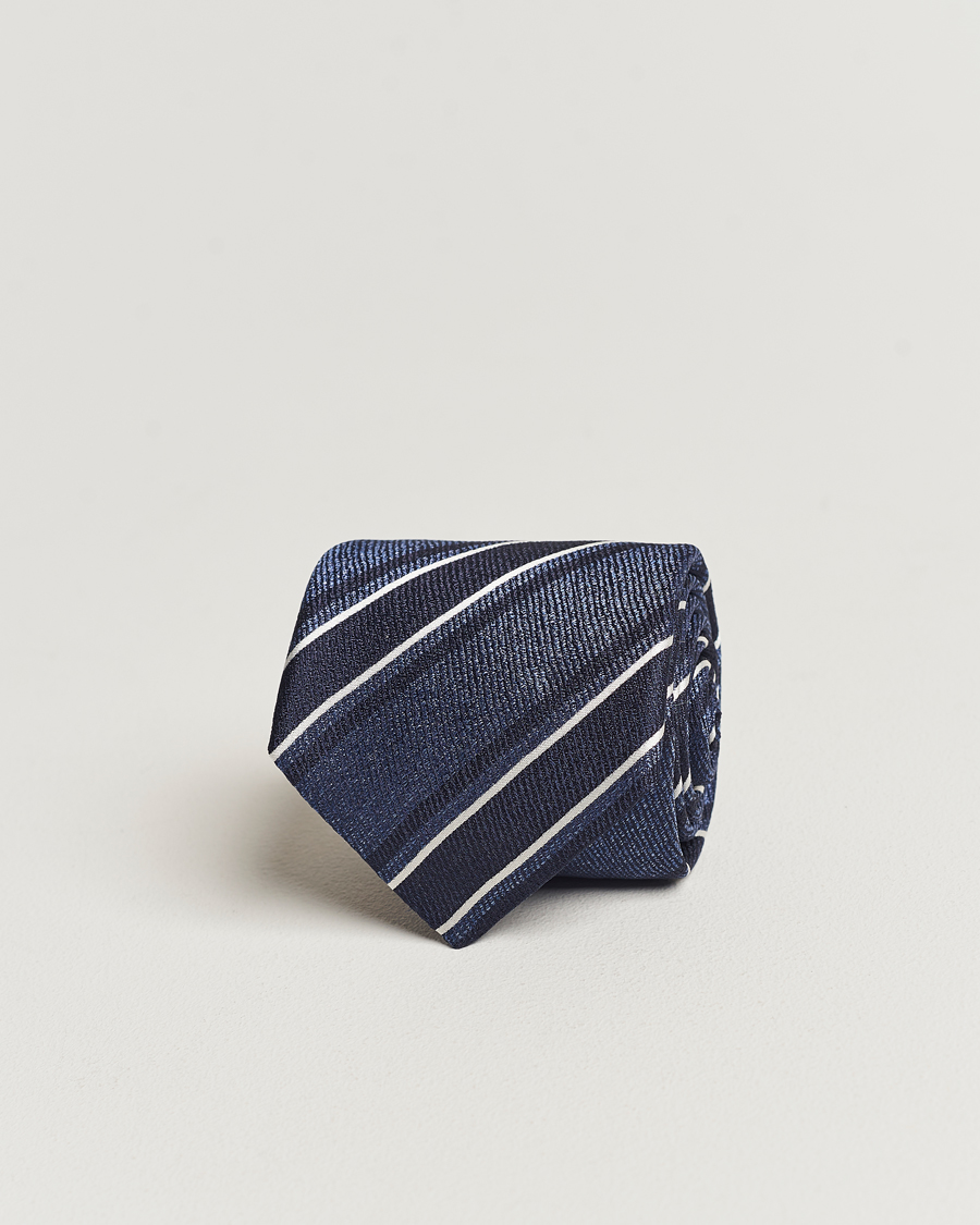 Men | Canali Regimental Stripe Silk Tie Dark Blue | Canali | Regimental Stripe Silk Tie Dark Blue