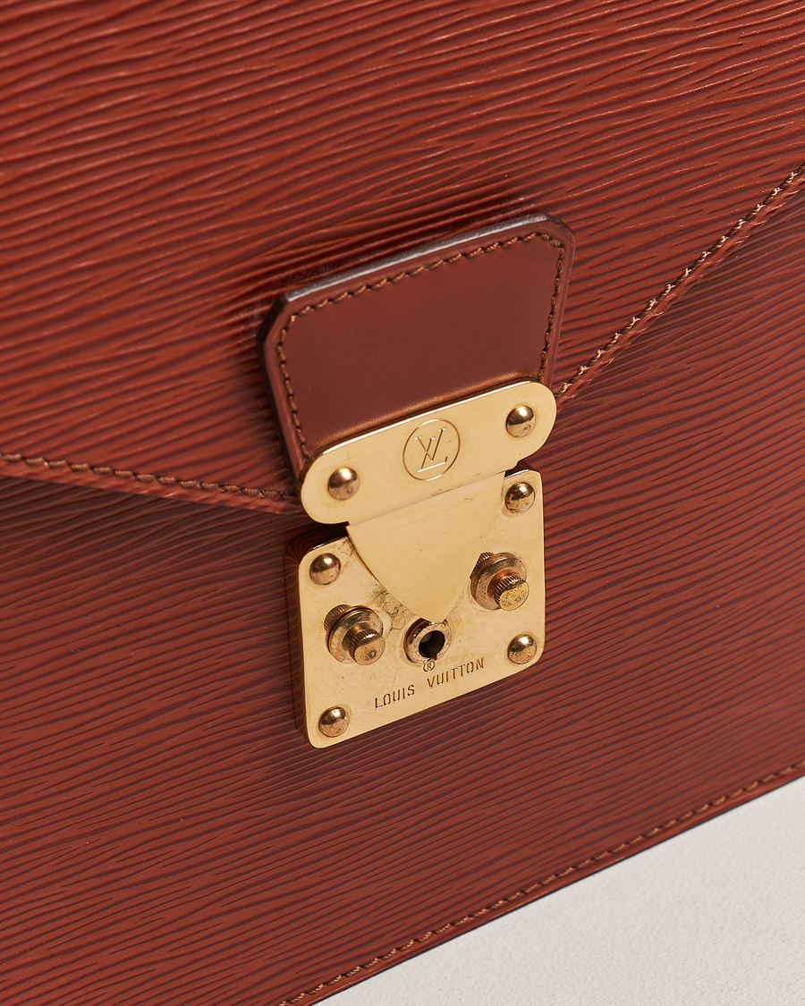Men | Louis Vuitton Pre-Owned Senateur Epi Leather Document Case Brown | Louis Vuitton Pre-Owned | Senateur Epi Leather Document Case Brown