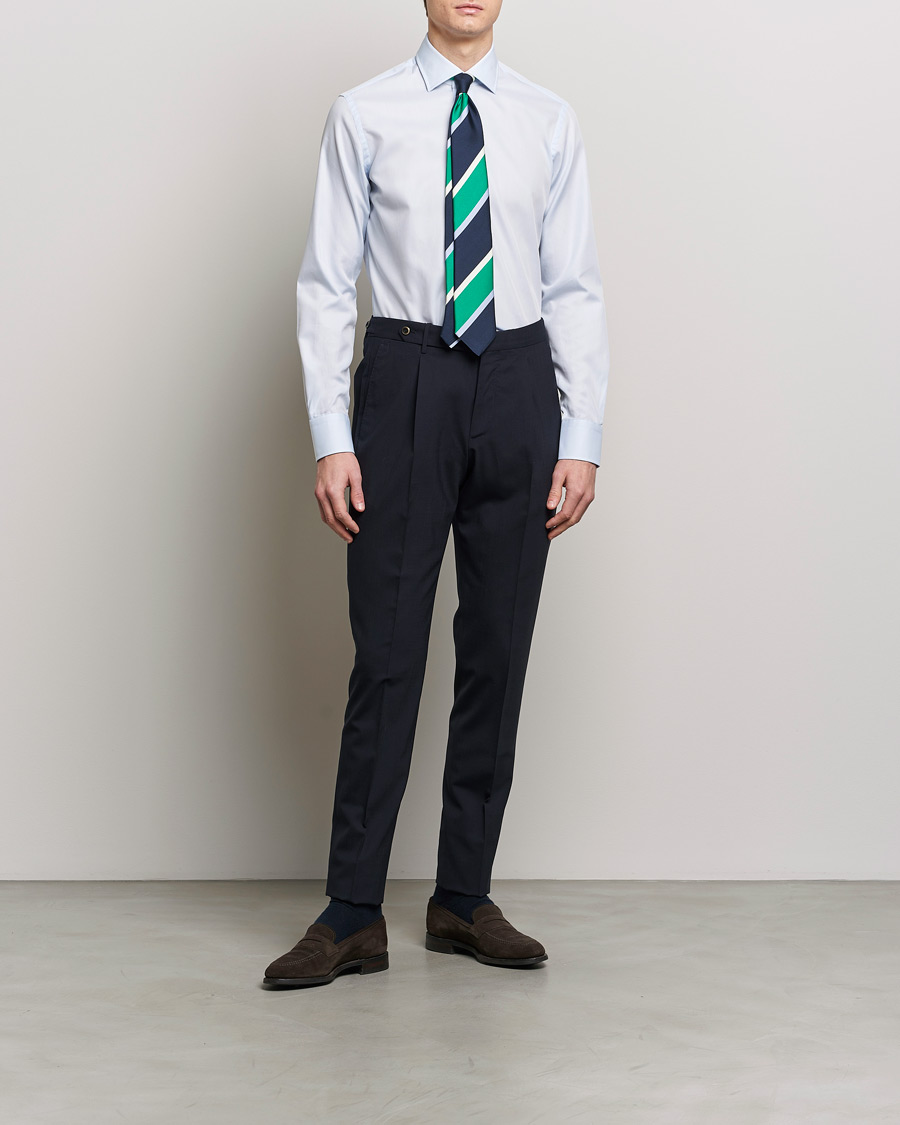 Men | Shirts | Grigio | Cotton Twill Dress Shirt Light Blue