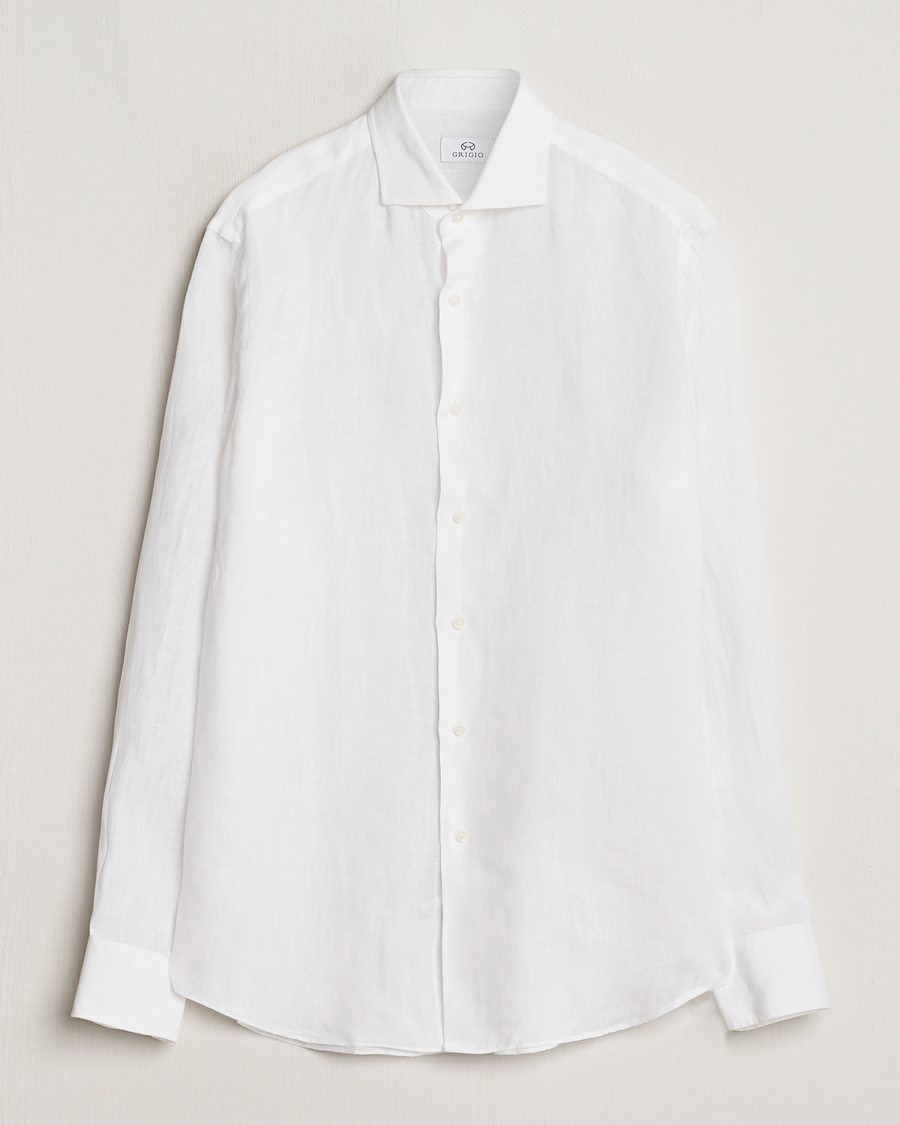Men | Shirts | Grigio | Linen Casual Shirt White