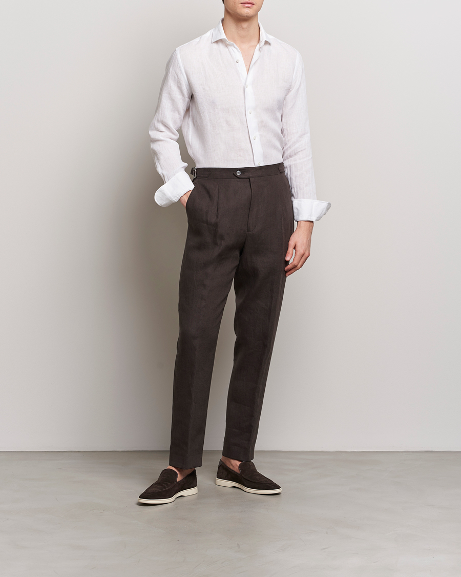 Men | Shirts | Grigio | Linen Casual Shirt White