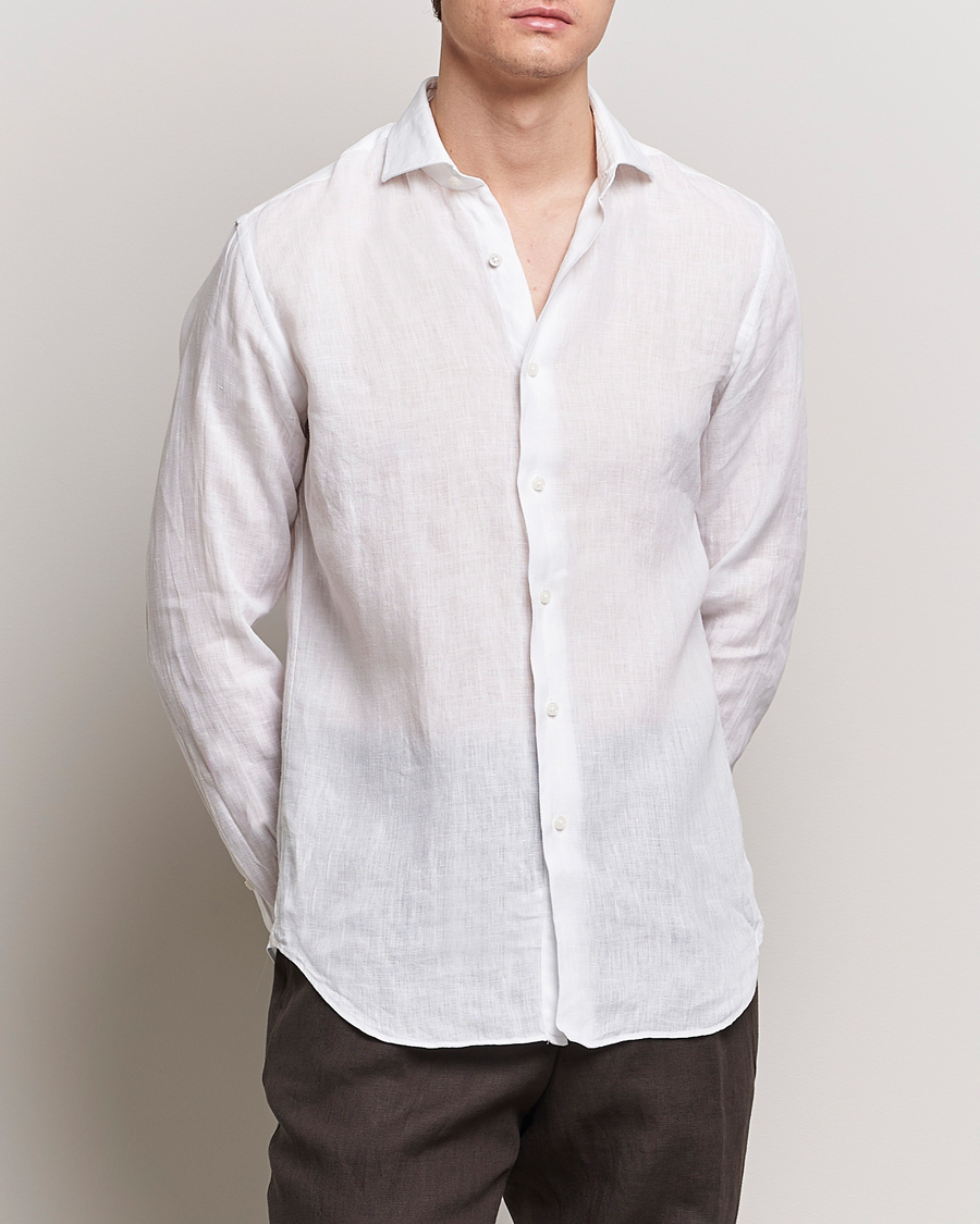 Men | Grigio | Grigio | Linen Casual Shirt White