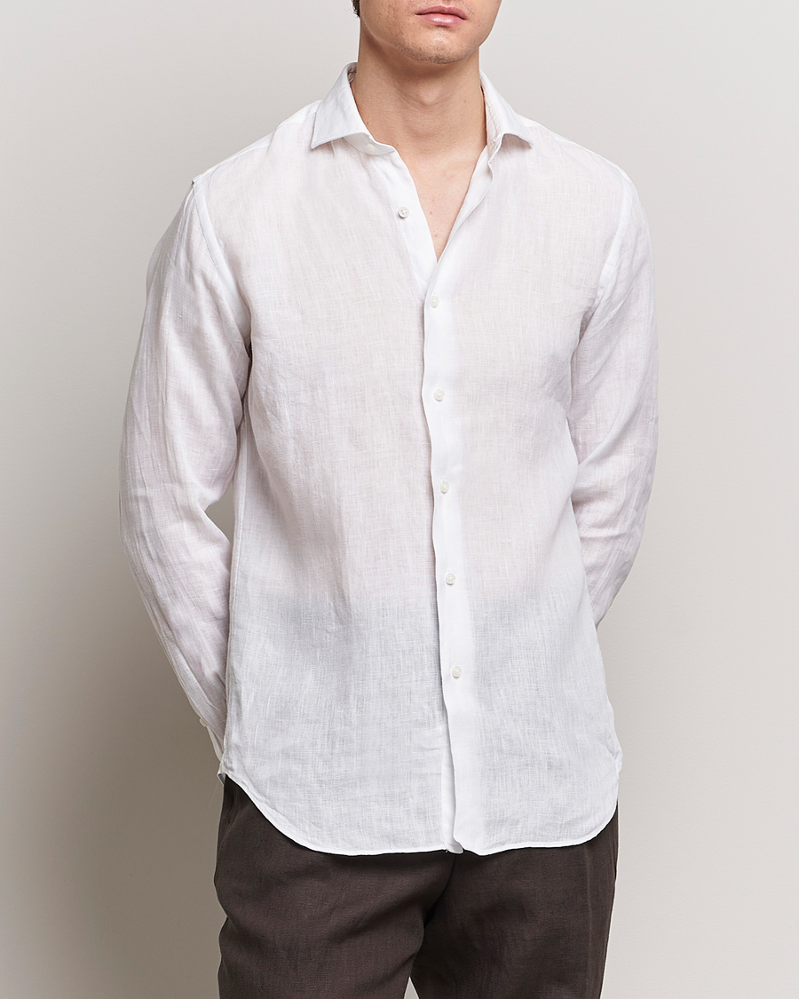 Men | Shirts | Grigio | Linen Casual Shirt White