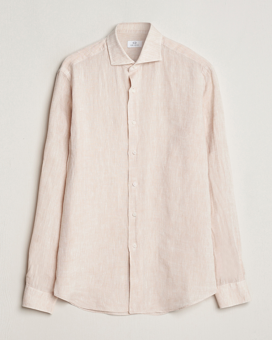 Men | Shirts | Grigio | Linen Casual Shirt Beige