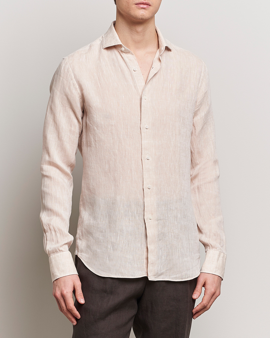 Men | Linen Shirts | Grigio | Linen Casual Shirt Beige