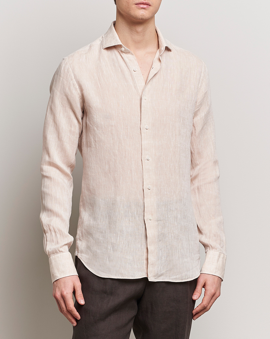 Men | Shirts | Grigio | Linen Casual Shirt Beige