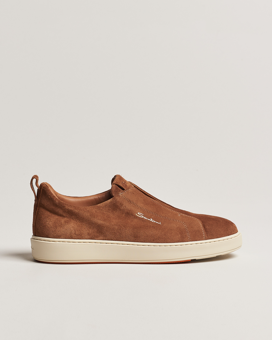 Santoni Cleanic No Lace Sneakers Brown Suede at CareOfCarl.com Santoni Cleanic No Lace Sneakers Brown Suede at CareOfCarl.com