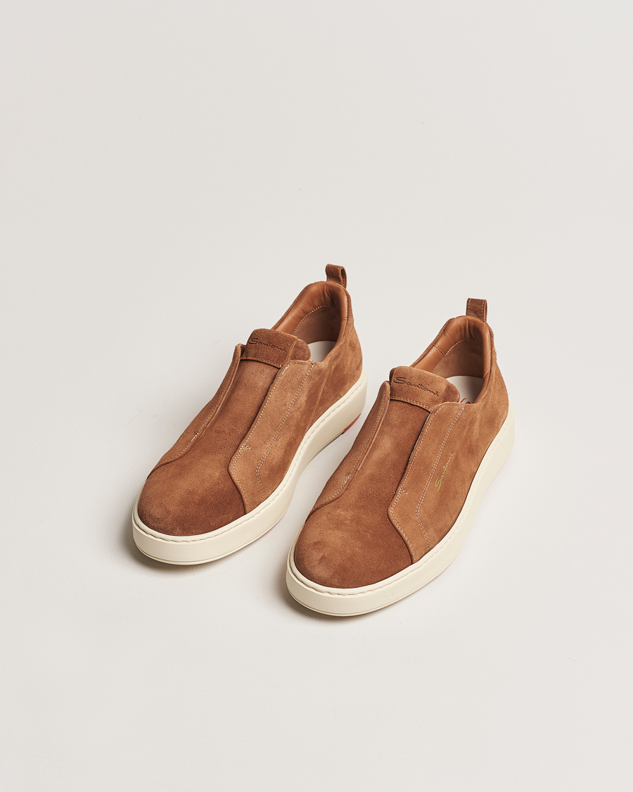 Herre |  | Santoni | Cleanic No Lace Sneakers Brown Suede