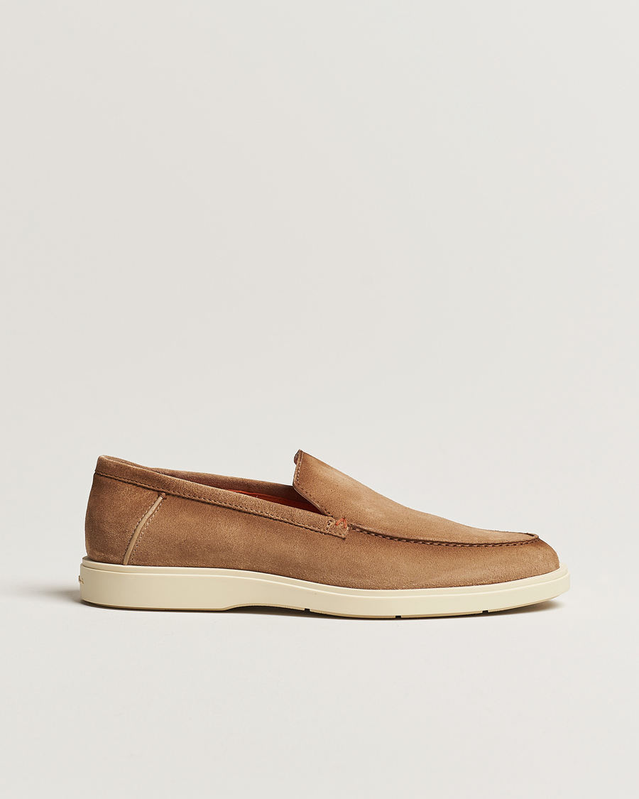 Men | Santoni Summer Loafers Beige Suede | Santoni | Summer Loafers Beige Suede