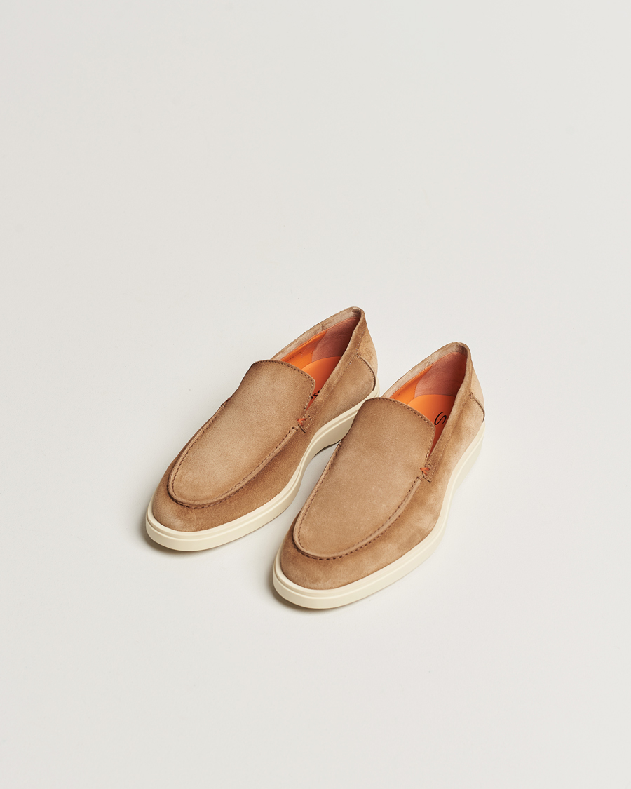 Men | Santoni Summer Loafers Beige Suede | Santoni | Summer Loafers Beige Suede
