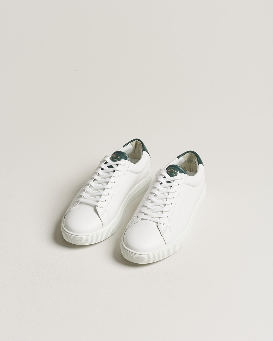 Men | Zespà ZSP4 Nappa Leather Sneakers White/Dark Green | Zespà | ZSP4 Nappa Leather Sneakers White/Dark Green
