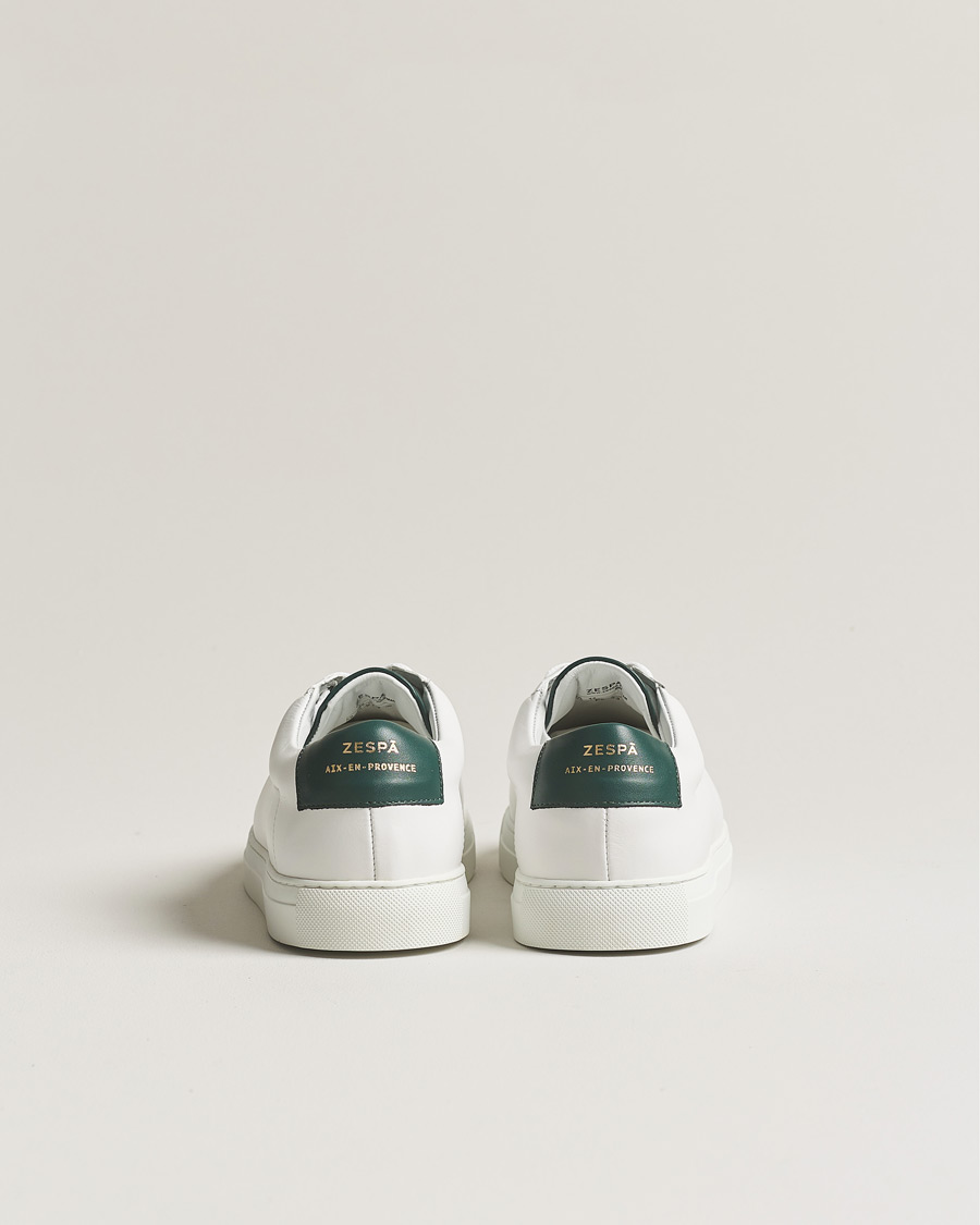 Zespà ZSP4 Nappa Leather Sneakers White/Dark Green at CareOfCarl.com