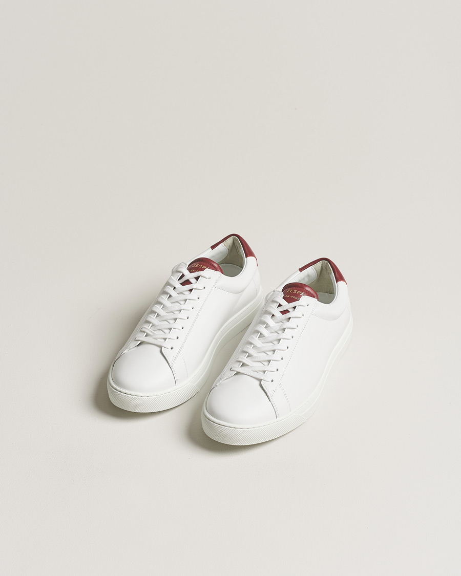 Men | Zespà ZSP4 Nappa Leather Sneakers White/Wine | Zespà | ZSP4 Nappa Leather Sneakers White/Wine