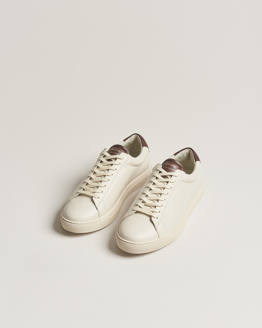 Men |  | Zespà | ZSP4 Nappa Leather Sneakers Off White/Brown