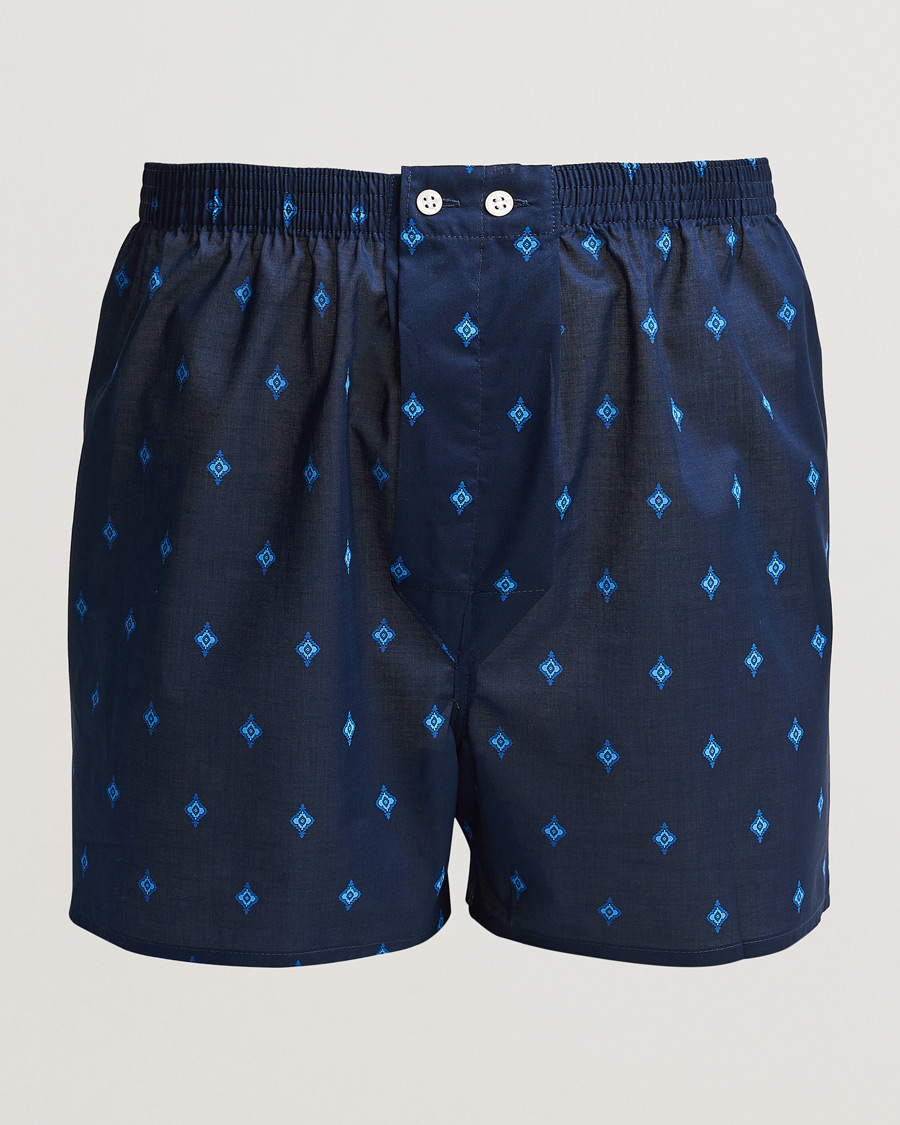 Men | Underwear & Socks | Derek Rose | Classic Fit Woven Cotton Boxer Shorts Navy