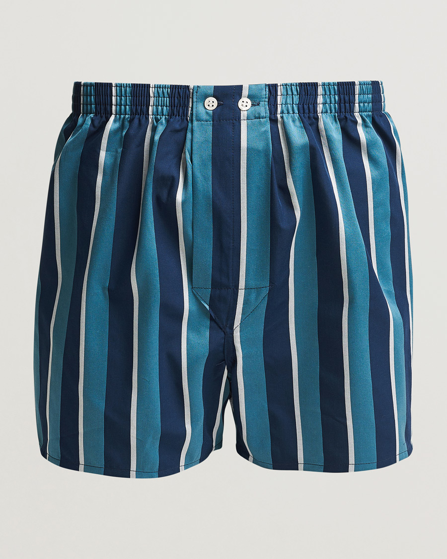 Men | Underwear & Socks | Derek Rose | Classic Fit Woven Cotton Boxer Shorts Teal