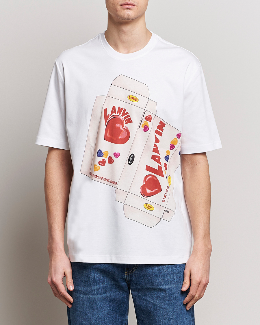 Men | Short Sleeve T-shirts | Lanvin | Bonbon Printed T-Shirt Optic White