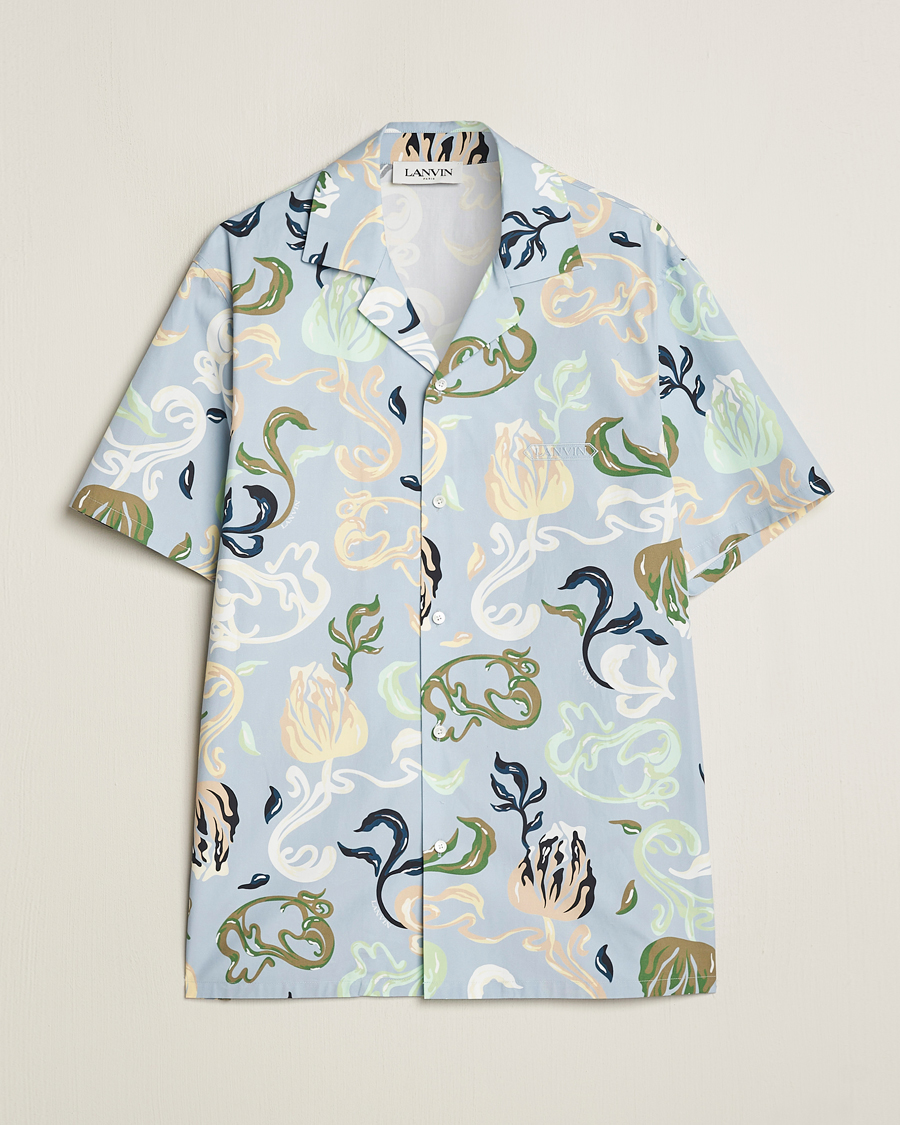 Men | Shirts | Lanvin | Printed Bowling Shirt Azur