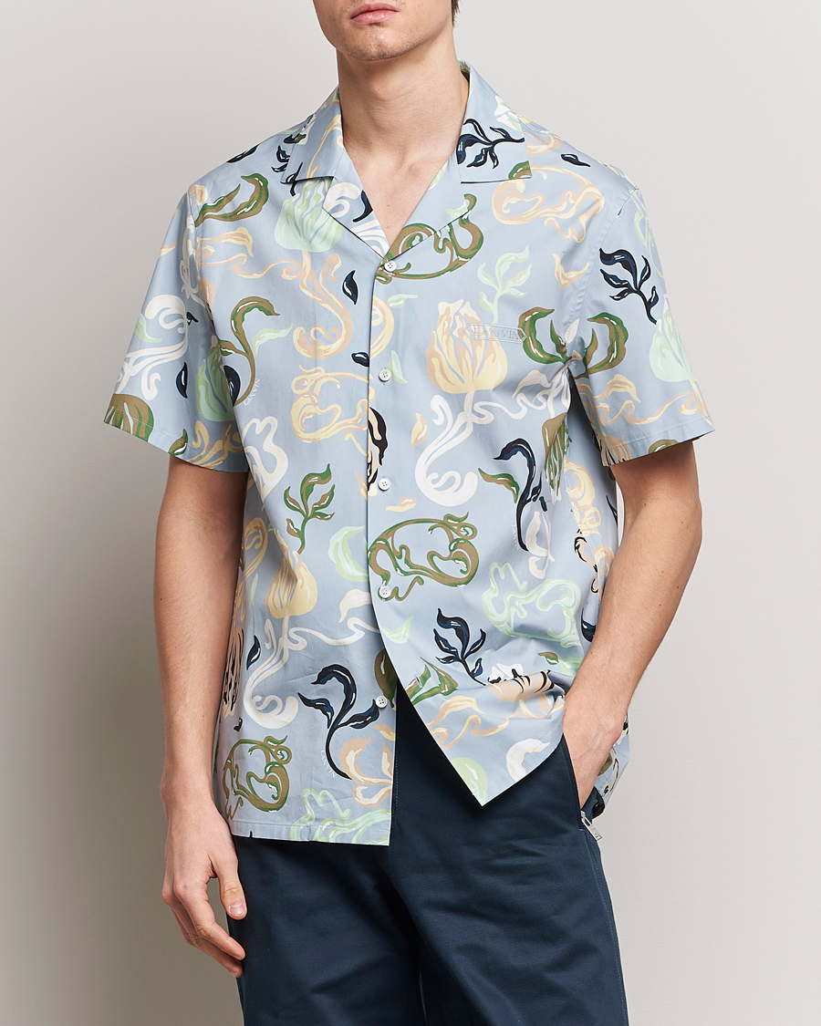 Men | Casual | Lanvin | Printed Bowling Shirt Azur