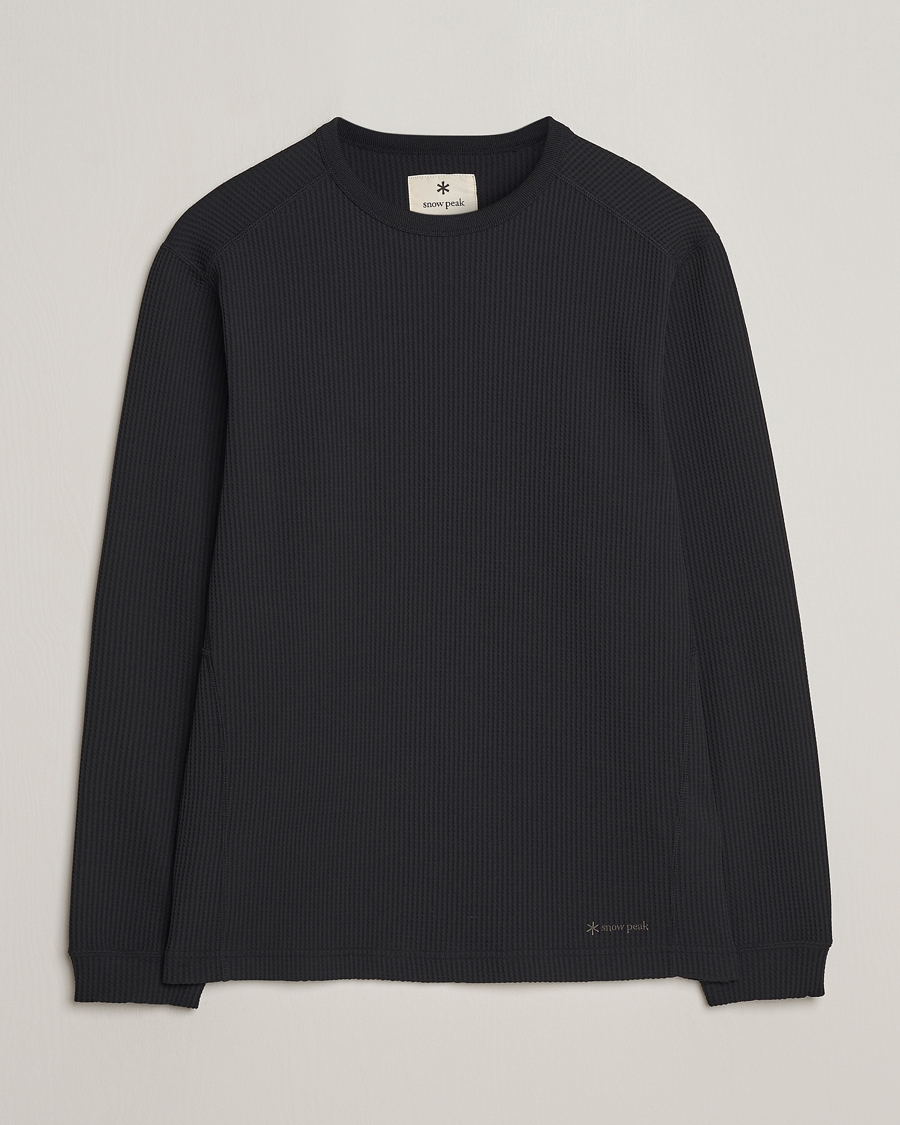 Men | T-Shirts | Snow Peak | Dry Waffle Long Sleeve T-Shirt Black