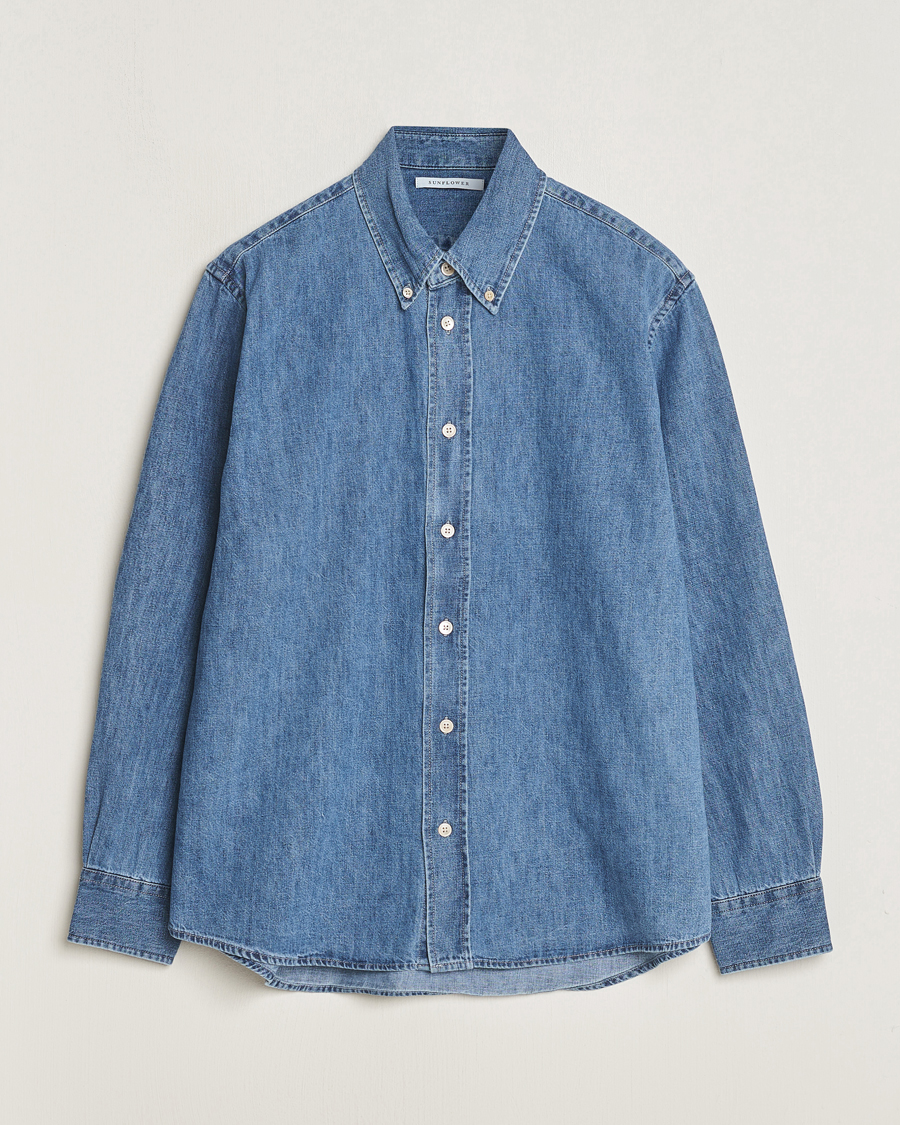 Men | Shirts | Sunflower | Denim Button Down Shirt Mid Blue