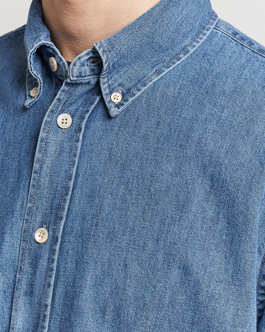 Men | Shirts | Sunflower | Denim Button Down Shirt Mid Blue