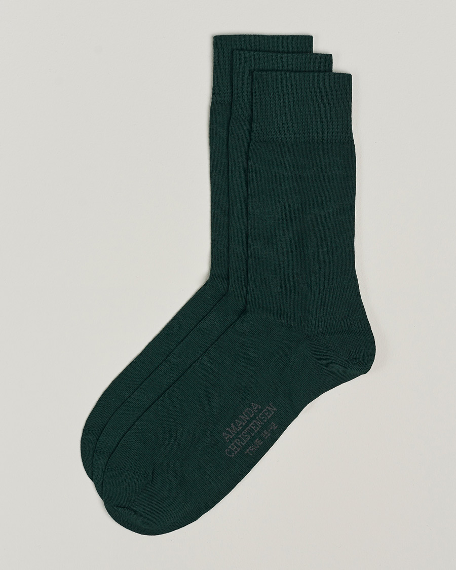 Men | Underwear & Socks | Amanda Christensen | 3-Pack True Cotton Socks Bottle Green