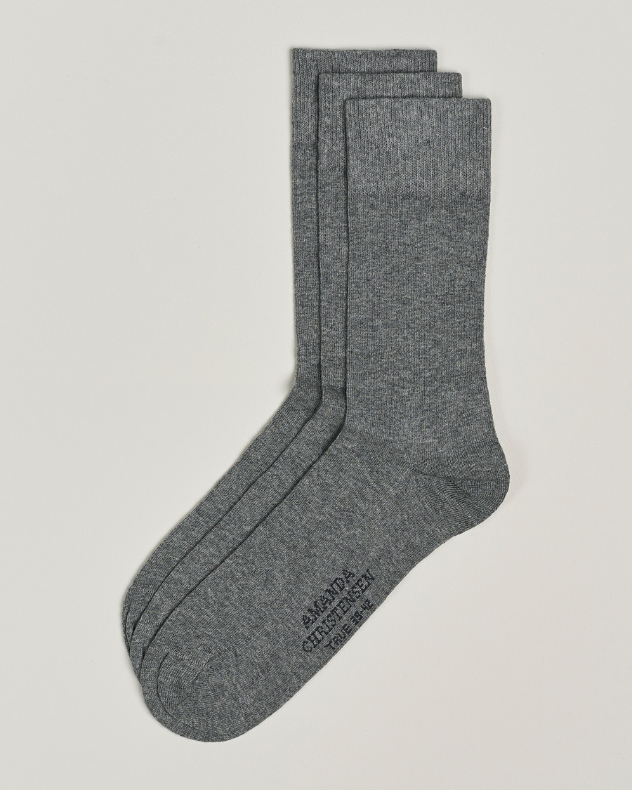 Men | Underwear & Socks | Amanda Christensen | 3-Pack True Cotton Socks Grey Melange