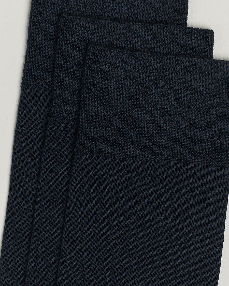 Men |  | Amanda Christensen | 3-Pack Icon Wool/Cotton Socks Dark Navy
