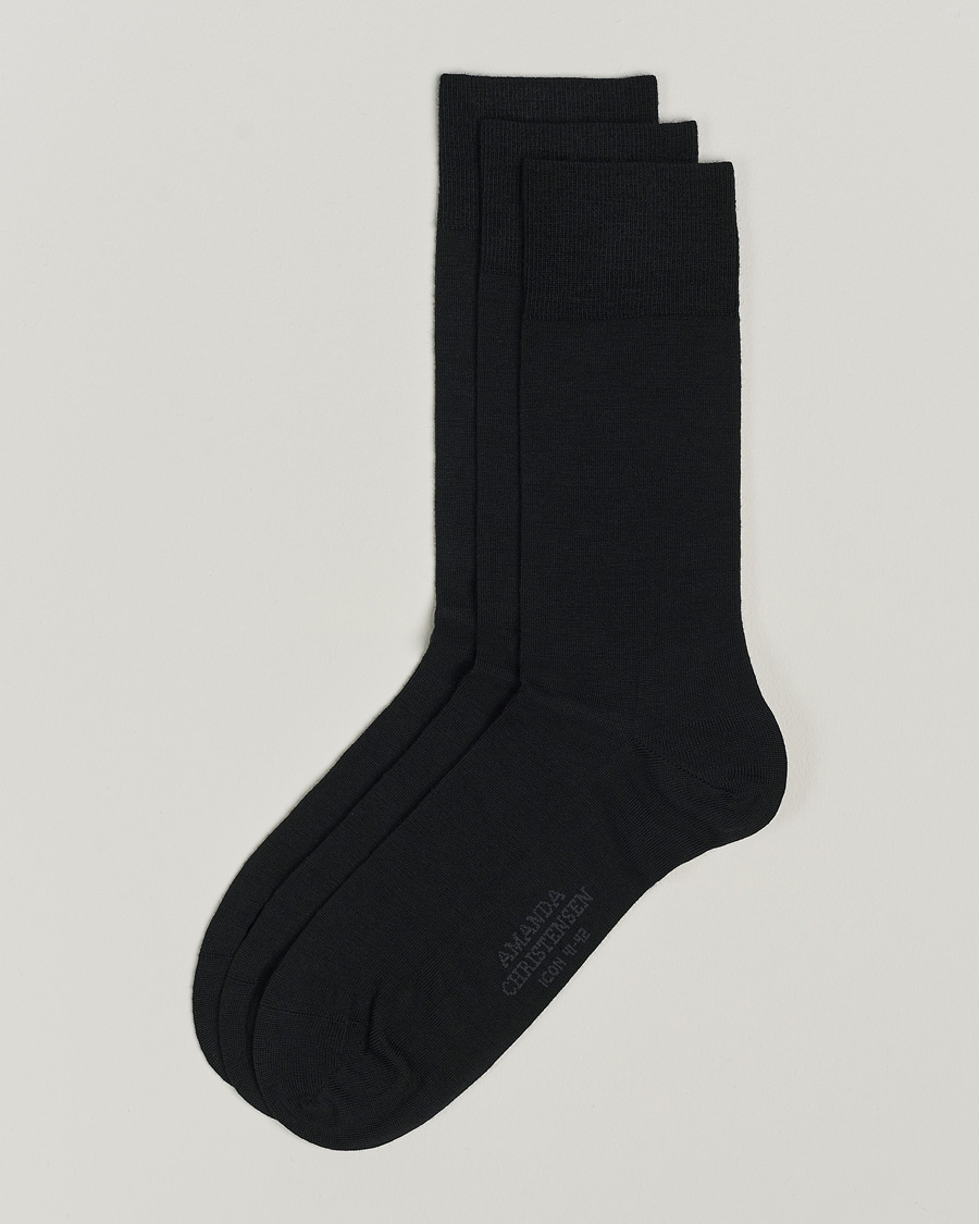 Men | Underwear & Socks | Amanda Christensen | 3-Pack Icon Wool/Cotton Socks Black