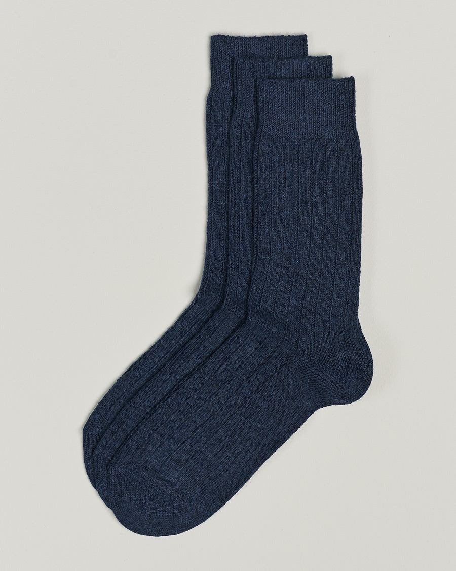 Men | Underwear & Socks | Amanda Christensen | 3-Pack Supreme Wool/Cashmere Sock Dark Blue Melange