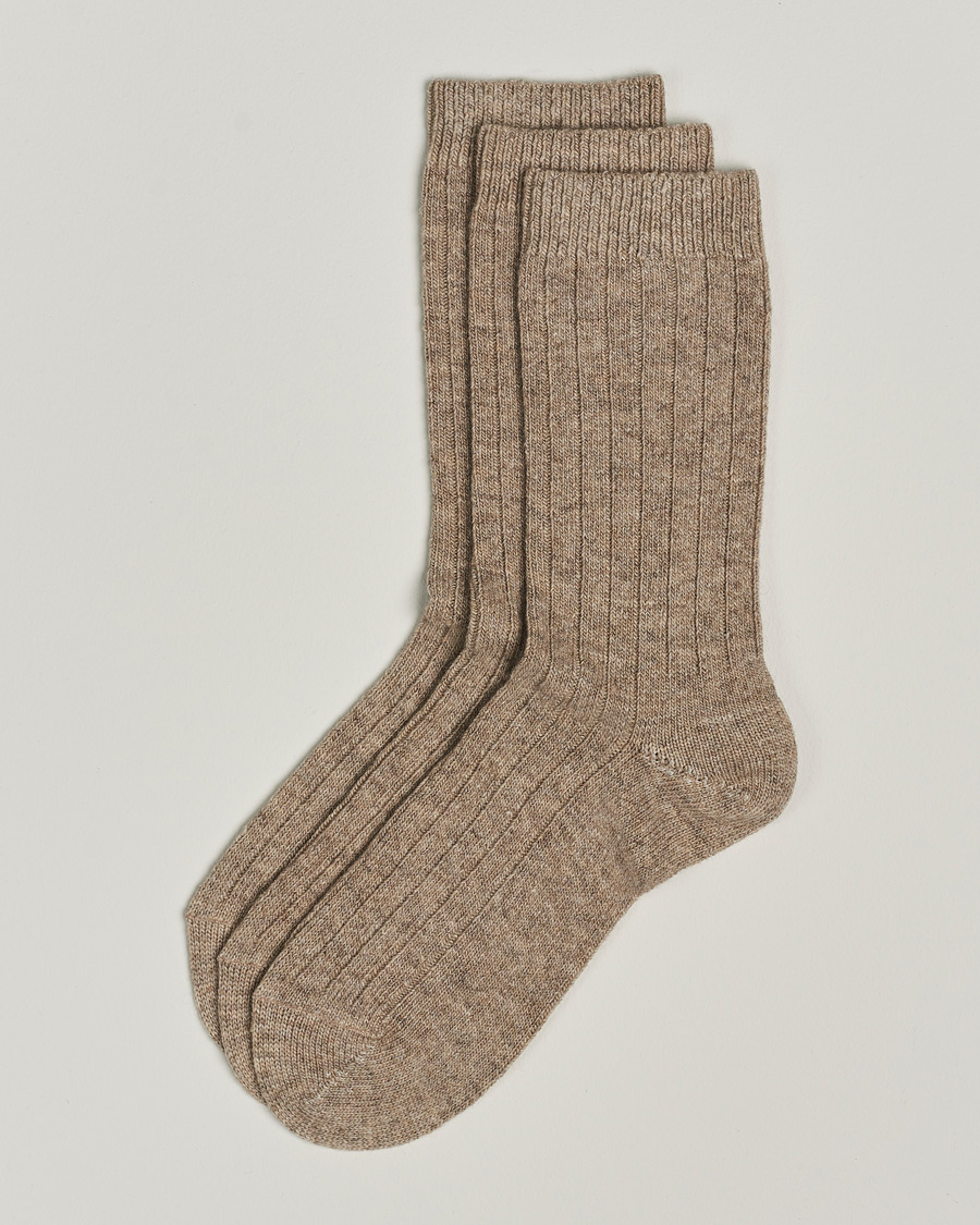 Men | Underwear & Socks | Amanda Christensen | 3-Pack Supreme Wool/Cashmere Sock Beige Melange