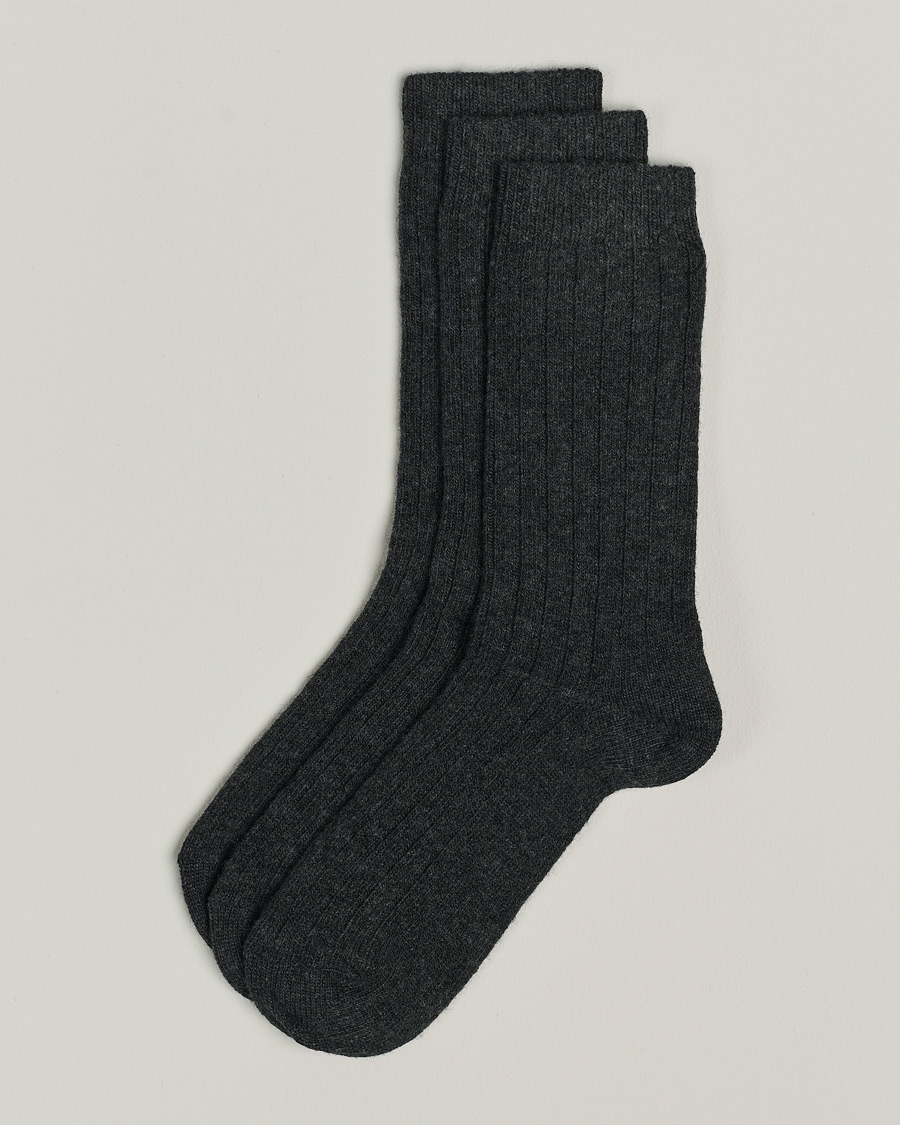 Men | Underwear & Socks | Amanda Christensen | 3-Pack Supreme Wool/Cashmere Sock Antracite Melange