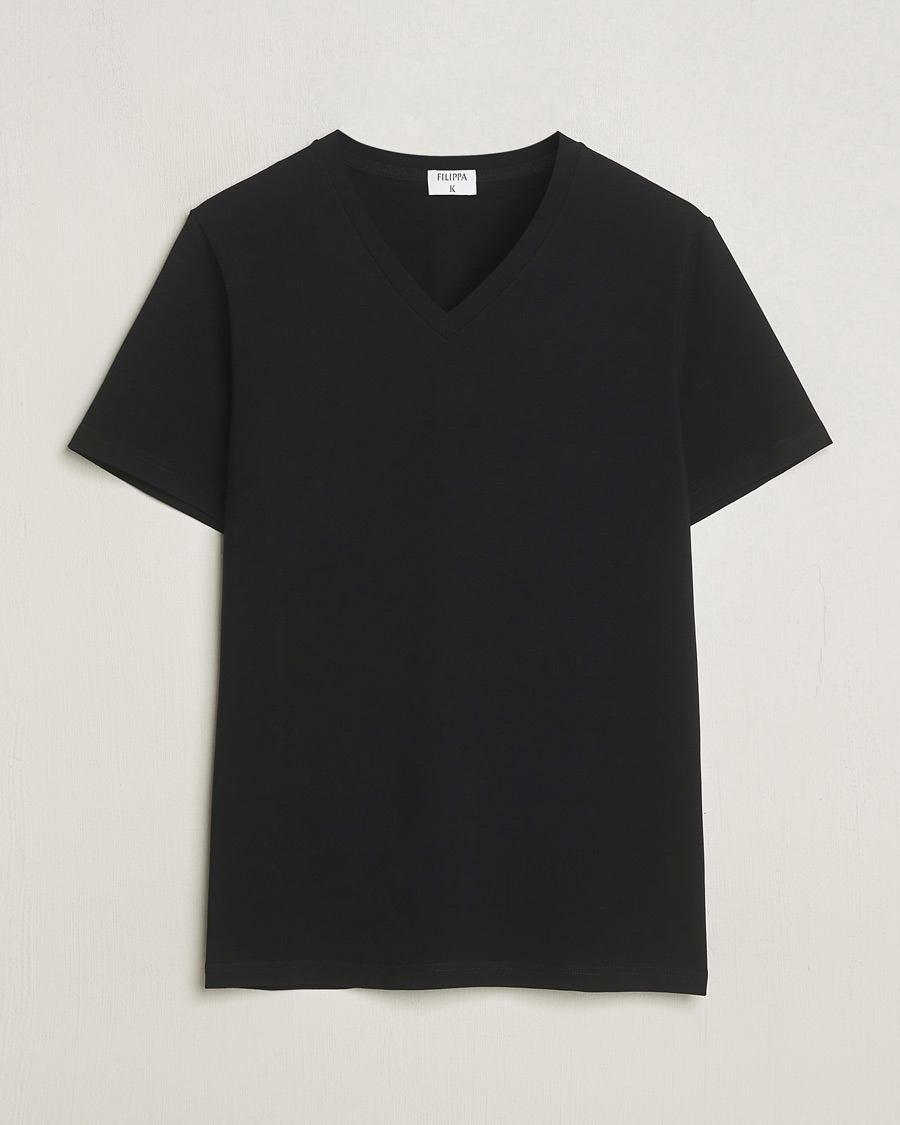 Men | T-Shirts | Filippa K | Organic Cotton V-Neck T-Shirt Black