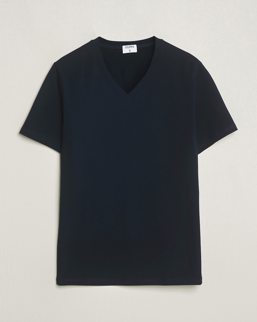 Men | T-Shirts | Filippa K | Organic Cotton V-Neck T-Shirt Navy