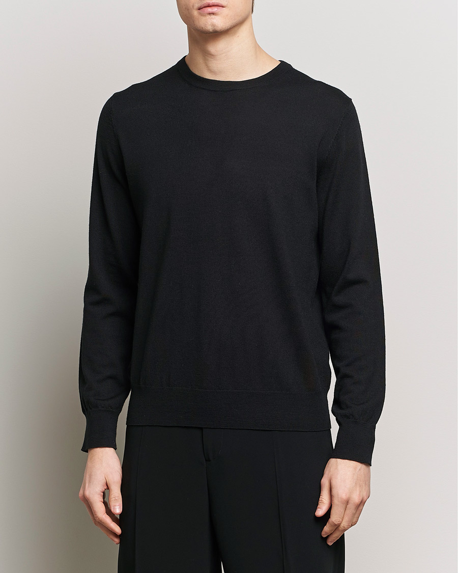 Men | Clothing | Filippa K | Merino Round Neck Sweater Black