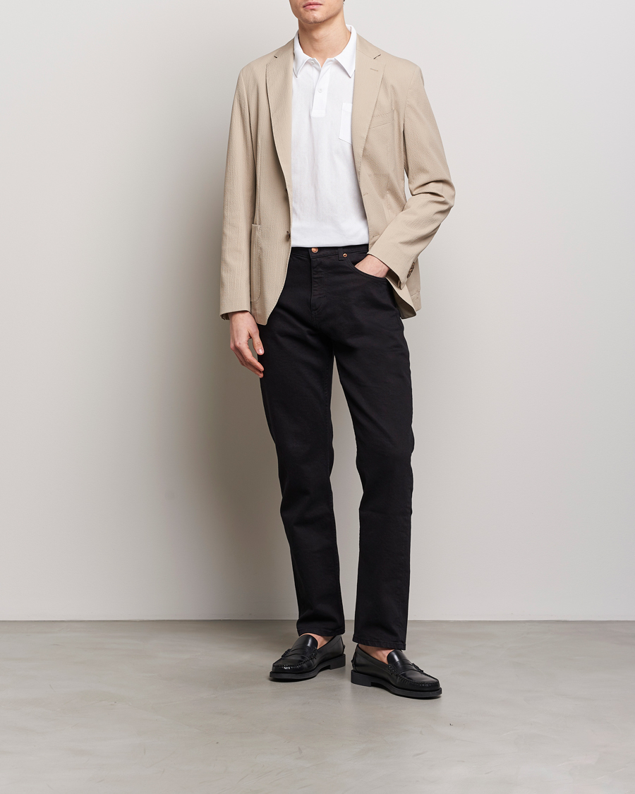 Men | Blazers | BOSS BLACK | Hanry Cotton Seersucker Blazer Dark Beige