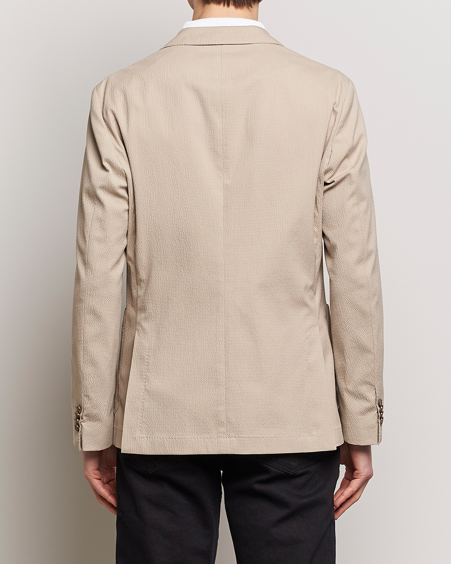 Men | Blazers | BOSS BLACK | Hanry Cotton Seersucker Blazer Dark Beige