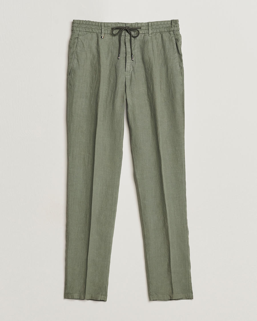 Men | Trousers | BOSS BLACK | Genius Slim Fit Linen Pants Open Green