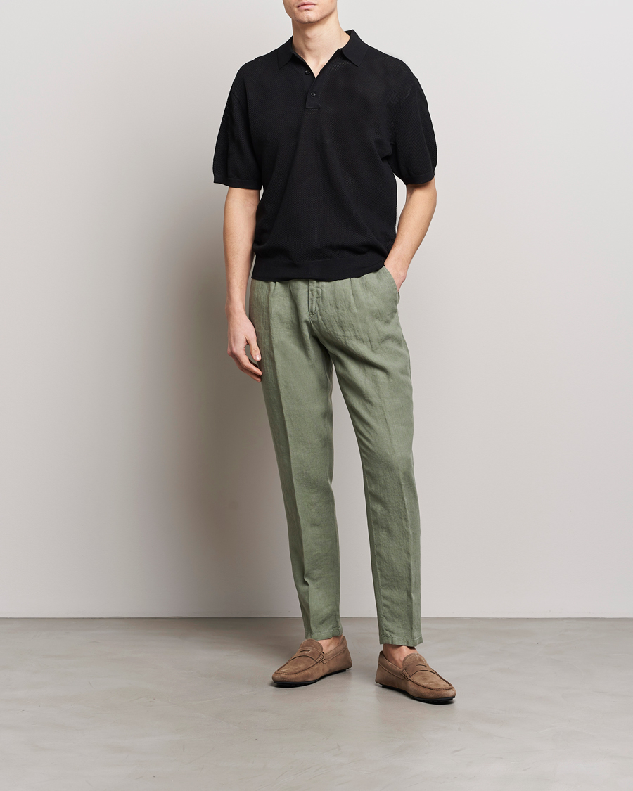 Men | Trousers | BOSS BLACK | Genius Slim Fit Linen Pants Open Green
