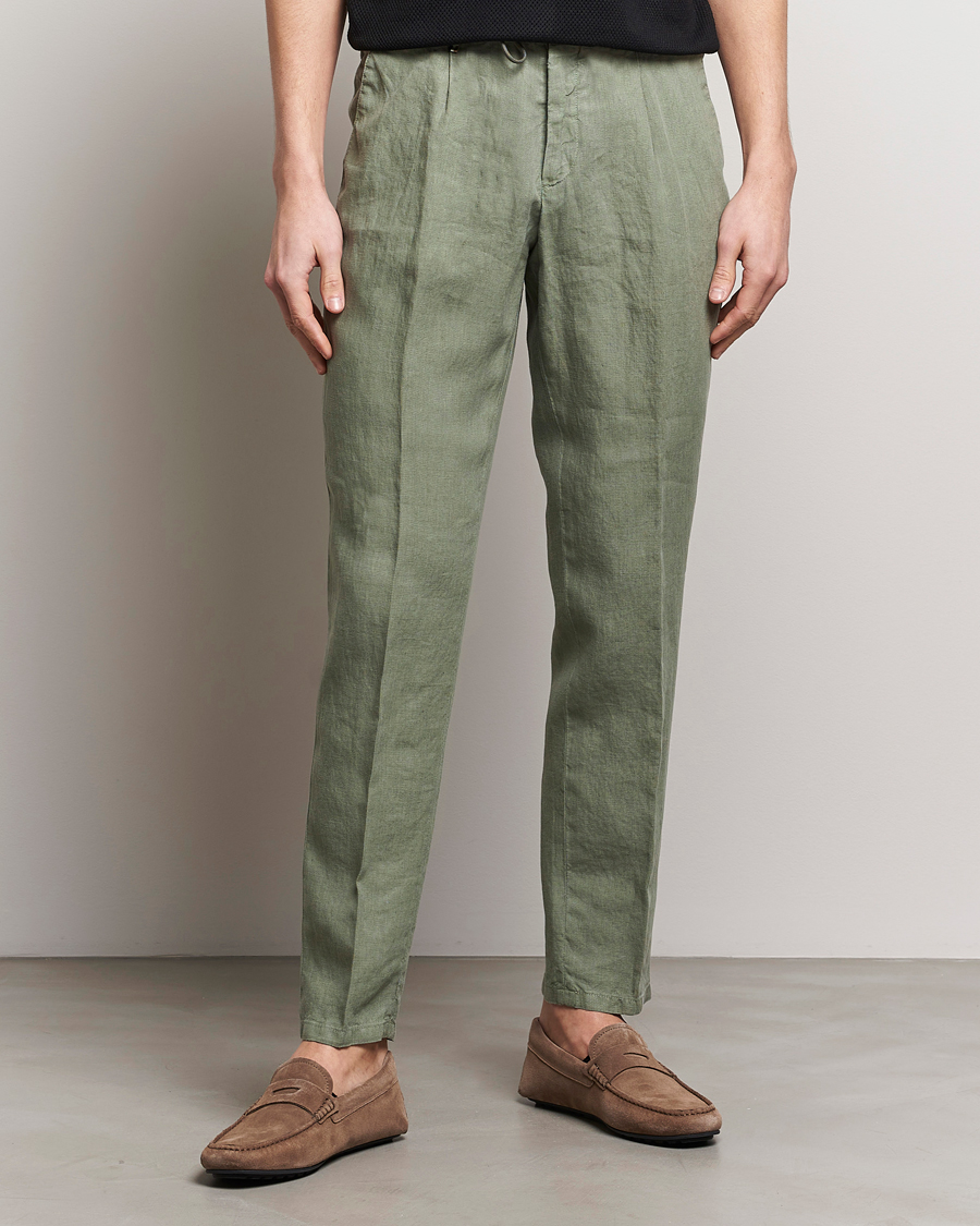 Men |  | BOSS BLACK | Genius Slim Fit Linen Pants Open Green