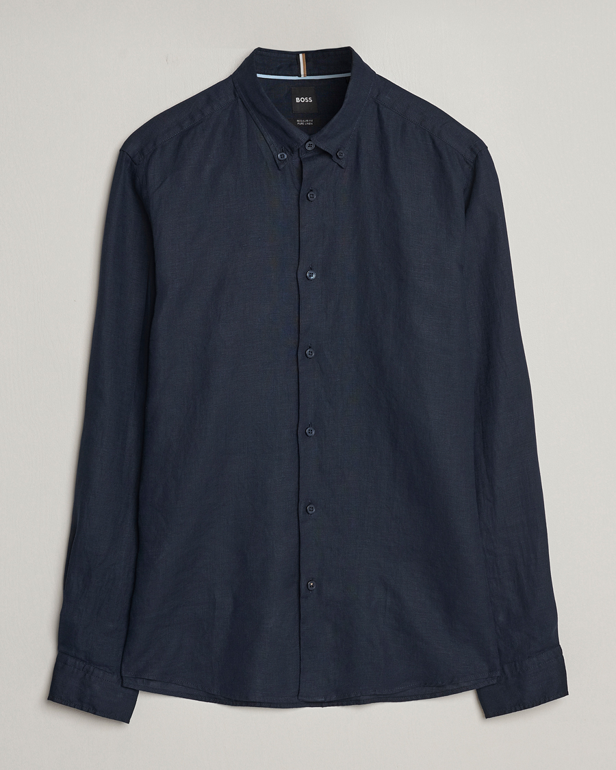 BOSS BLACK Liam Linen Shirt Dark Blue at CareOfCarl.com BOSS BLACK Liam Linen Shirt Dark Blue at CareOfCarl.com