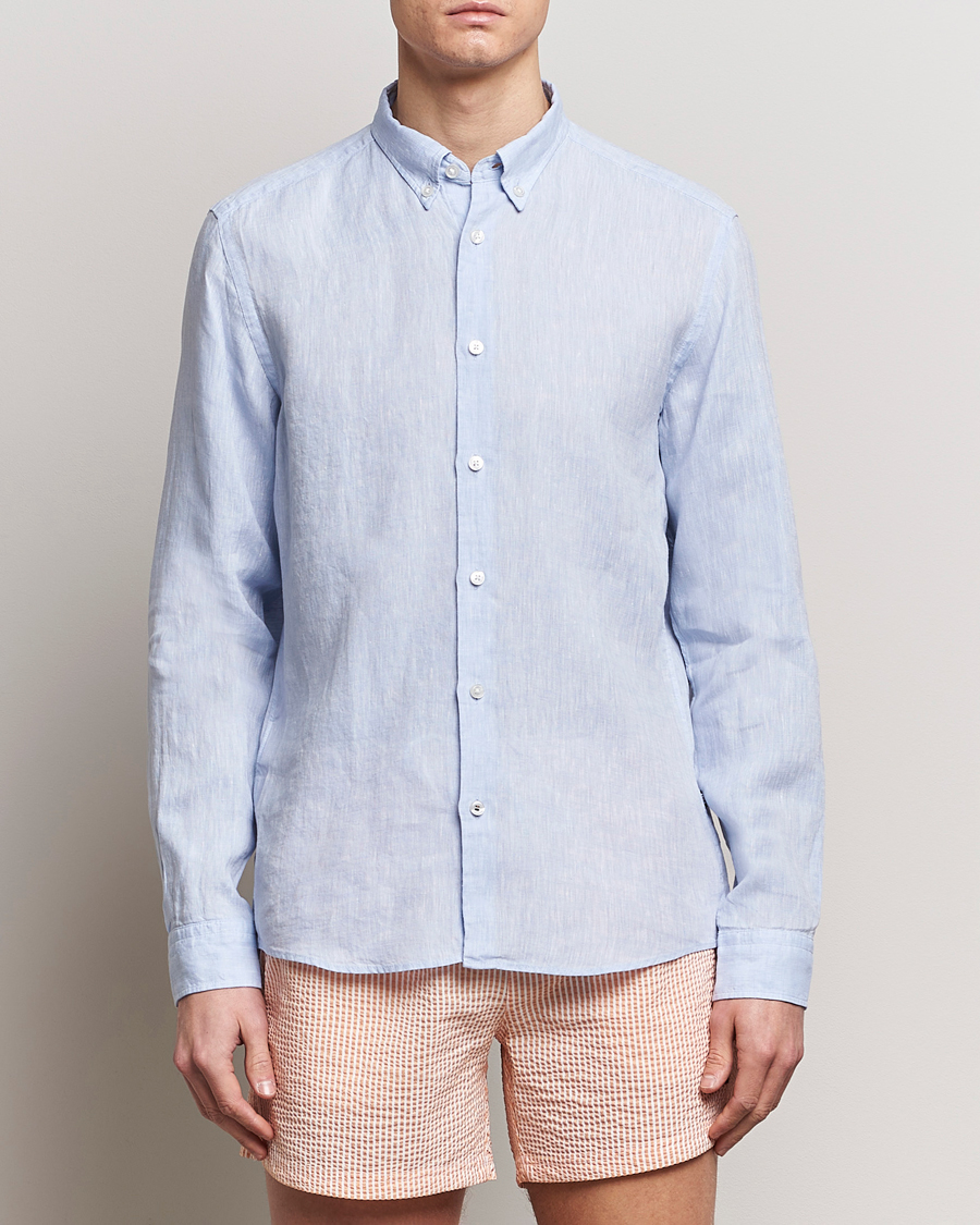 Men | The Linen Closet | BOSS BLACK | Liam Linen Shirt Light Blue