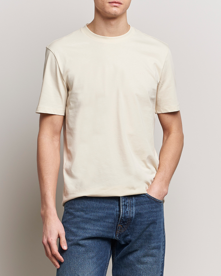Men | White t-shirts | BOSS BLACK | Thompson Crew Neck T-Shirt Open White