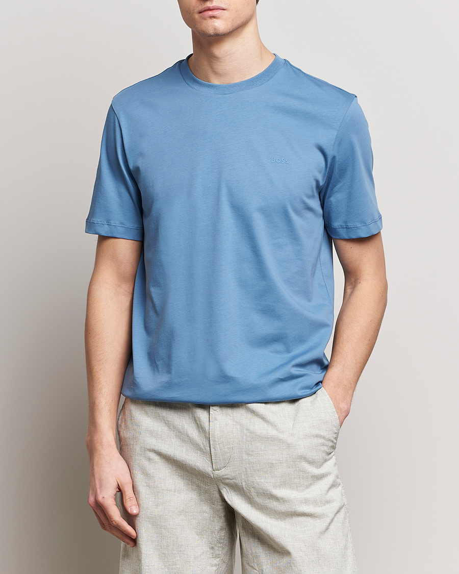 Men | T-Shirts | BOSS BLACK | Thompson Crew Neck T-Shirt Light Blue
