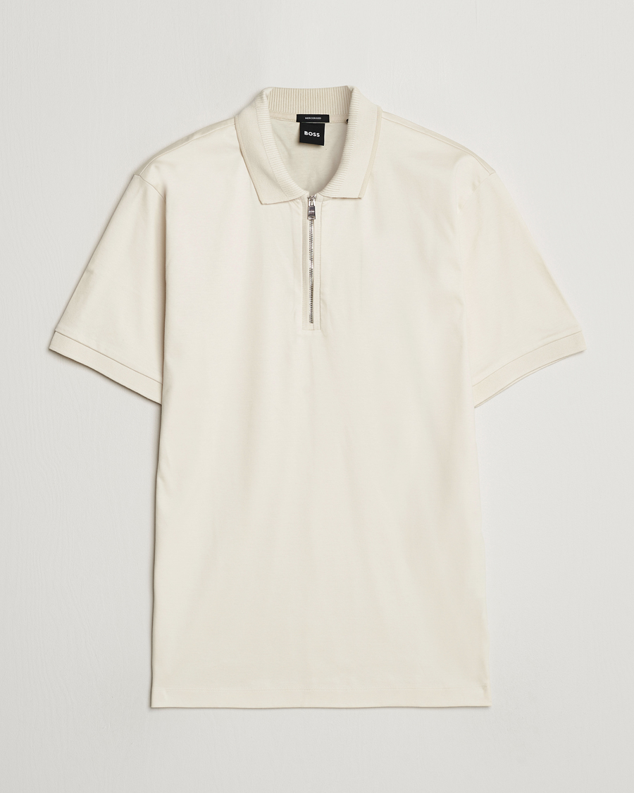 BOSS BLACK Polston Half Zip Polo Open White at CareOfCarl.com