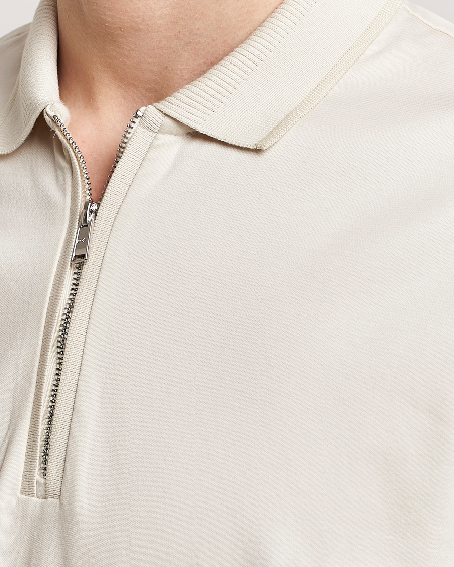 BOSS BLACK Polston Half Zip Polo Open White at CareOfCarl.com
