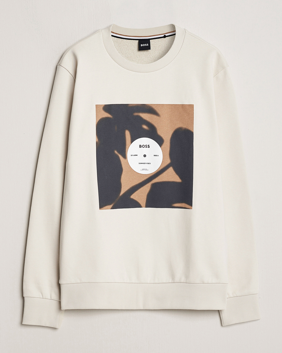 Men | Sweaters & Knitwear | BOSS BLACK | Soleri Logo Sweatshirt Open White