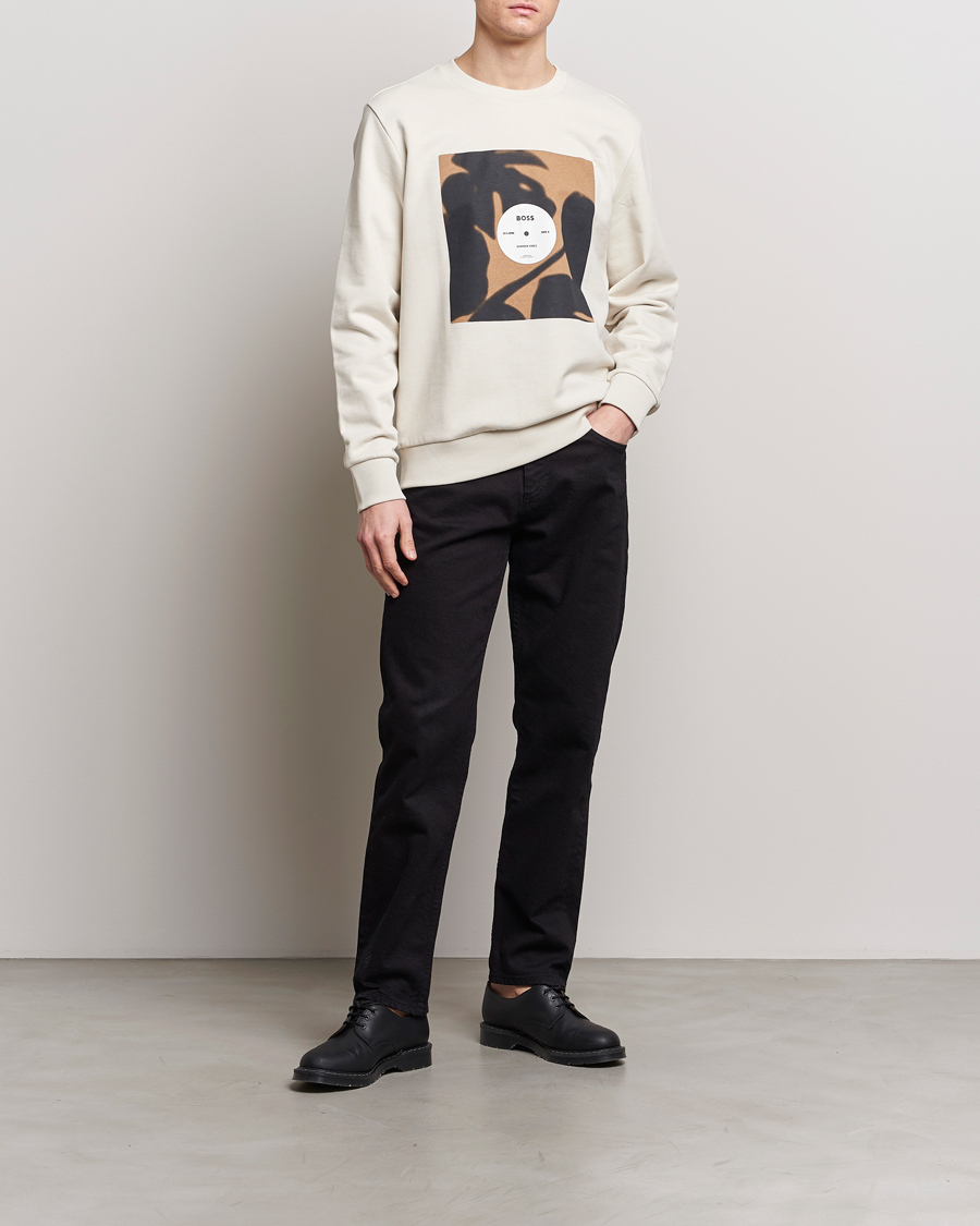 Men | Sweaters & Knitwear | BOSS BLACK | Soleri Logo Sweatshirt Open White