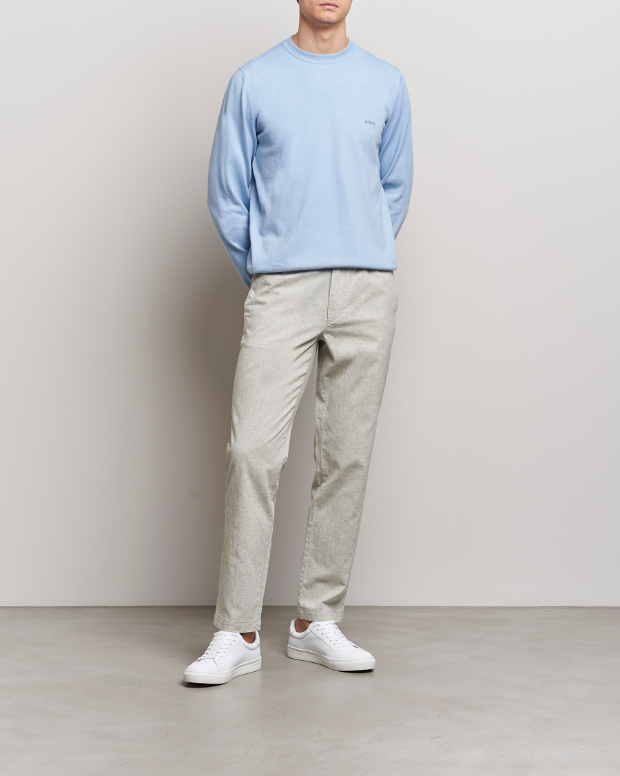 Men | Sweaters & Knitwear | BOSS BLACK | Pacas Crew Neck Pullover Light Blue